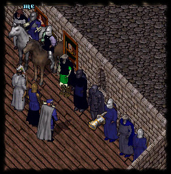 Guild members gathering at a meeting in Britannia